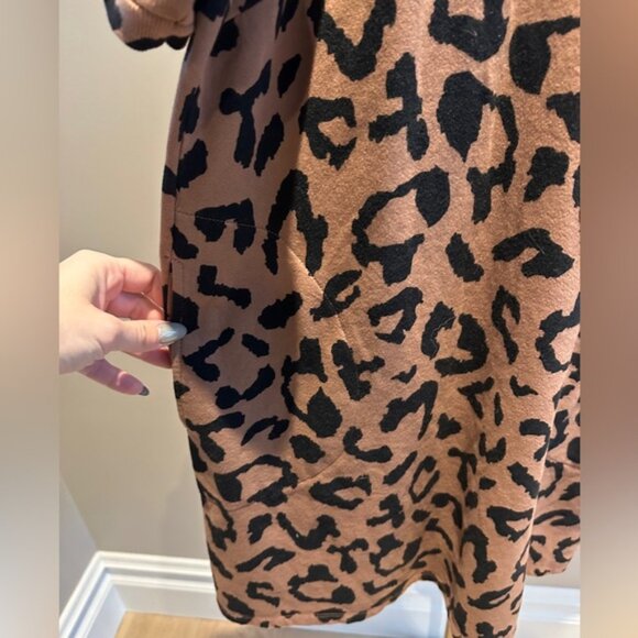 Velvet Leopard Puff Sleeve Mini Dress Size Small - Picture 4 of 10